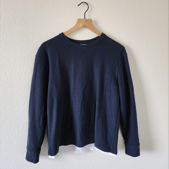 Zara Men’s Navy Blue L/S Thermal Top Size Medium - Picture 6 of 6